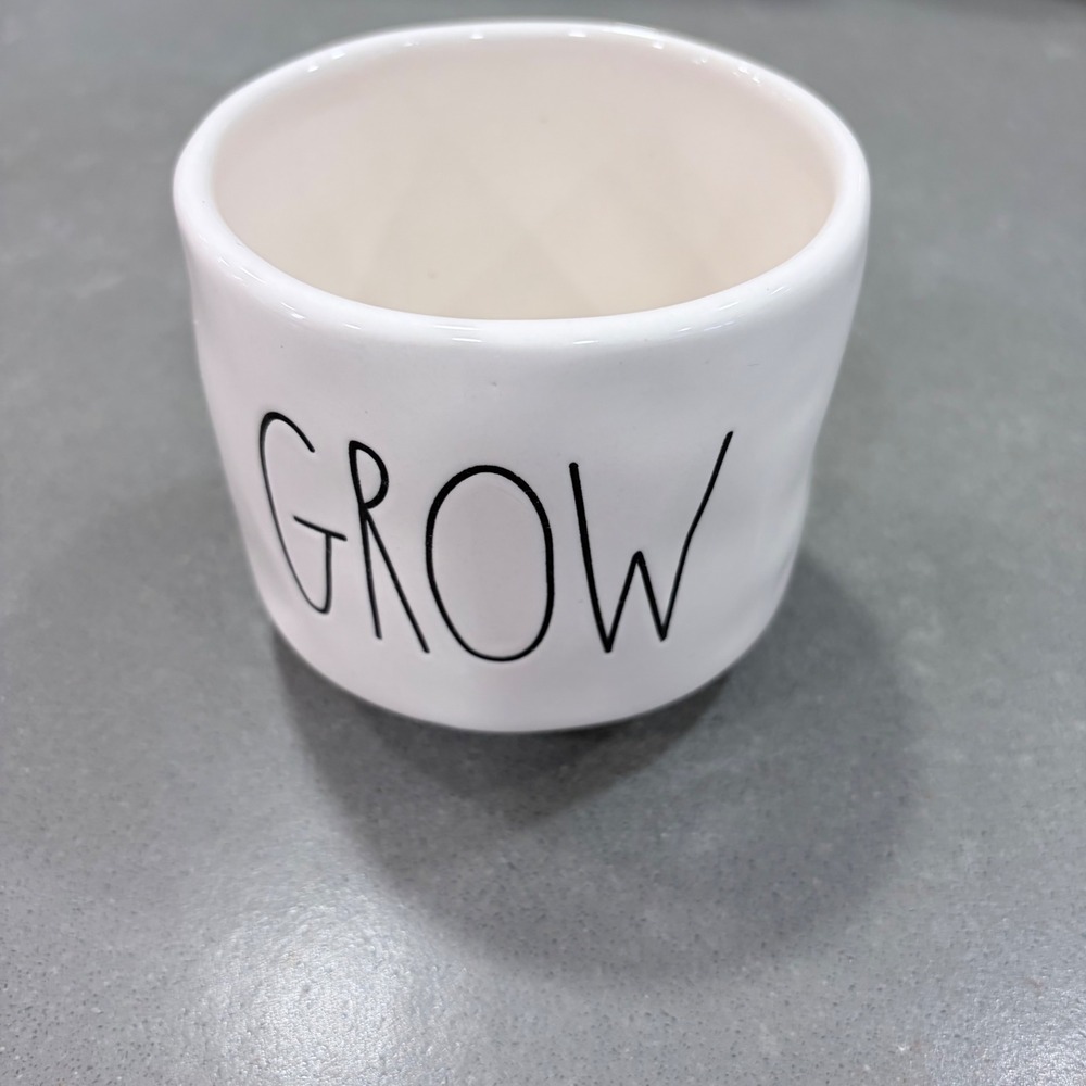 Rae Dunn GROW Ceramic Footed Planter Pot White Artisan Collection by Magenta